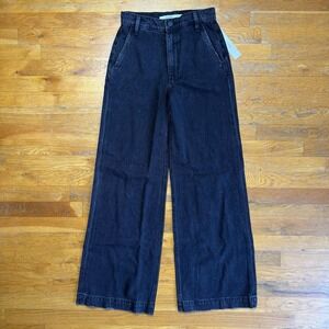 Hudson‎ Women Jean Size 25 Jodie Wide Leg Black Denim Full Length NWT High Rise